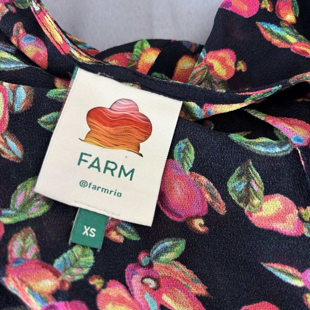 Farm Rio Anthropologie Black Multicolor Floral Cashew Print Wrap Maxi Dress XS - Picture 7 of 8